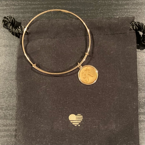 Alex and Ani 14K gold filled initial “R” charm on adjustable bangle bracelet. - Picture 4 of 13